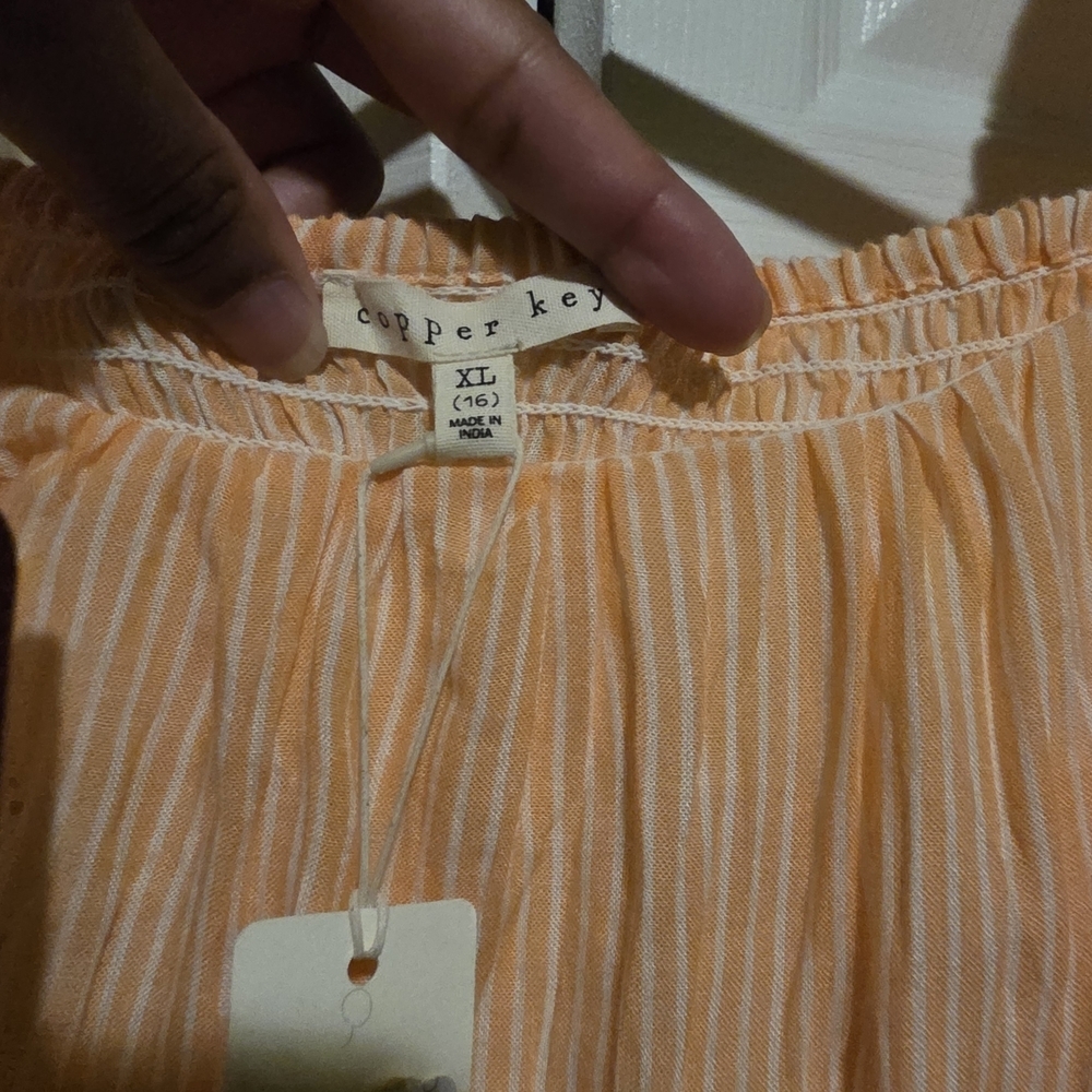 NWT- Copper Key Peach Puff Sleeve Dress Size GIRL XL -16 - Picture 6 of 8